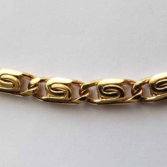 18k Gold Plate Over Brass Scroll Link Heavy Necklace 18" ≈ 32.6 grams - Picture 3 of 7